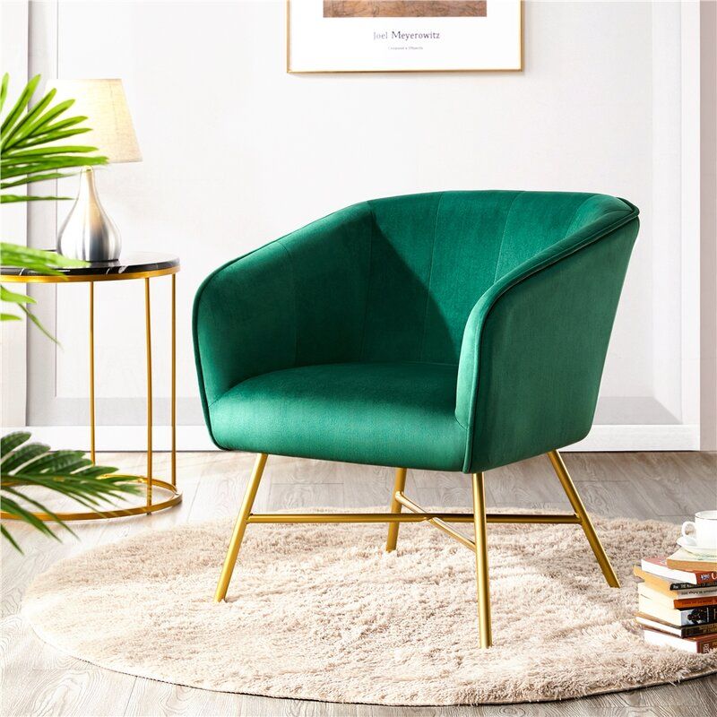 Valier Wide Velvet Barrel Chair thumbnail 3