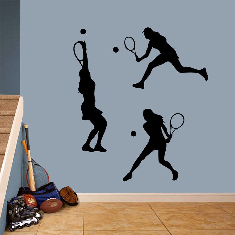 Angleterre Tennis Girl 3 Piece Wall Decal Set thumbnail 2