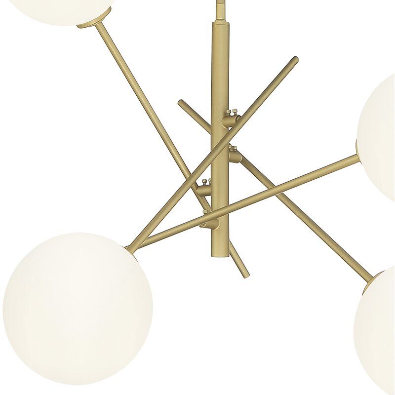 Light Sputnik Modern Linear Chandelier with Hand Blown Glass Ac thumbnail 5
