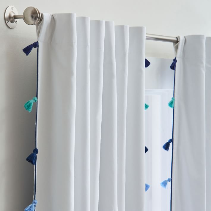 Tassel Blackout Curtain Panel Navy  thumbnail 2