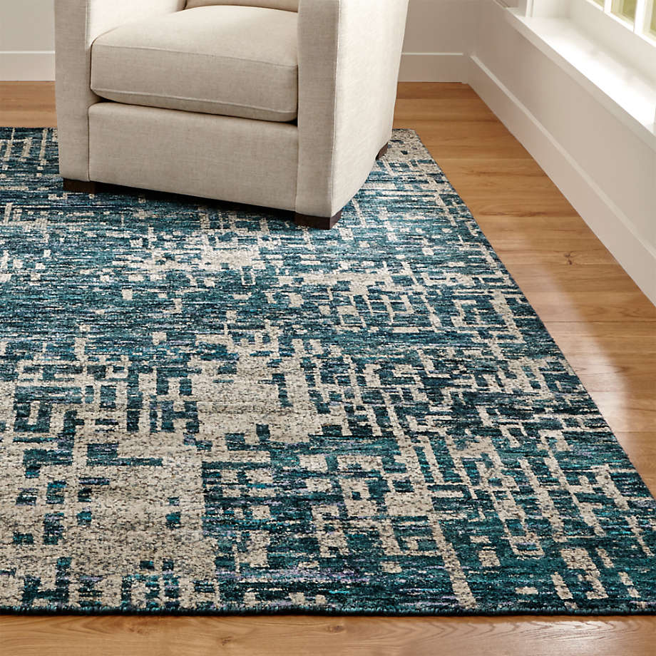 Celosia Indigo Blue Hand Knotted Rug-9'x12' thumbnail 2