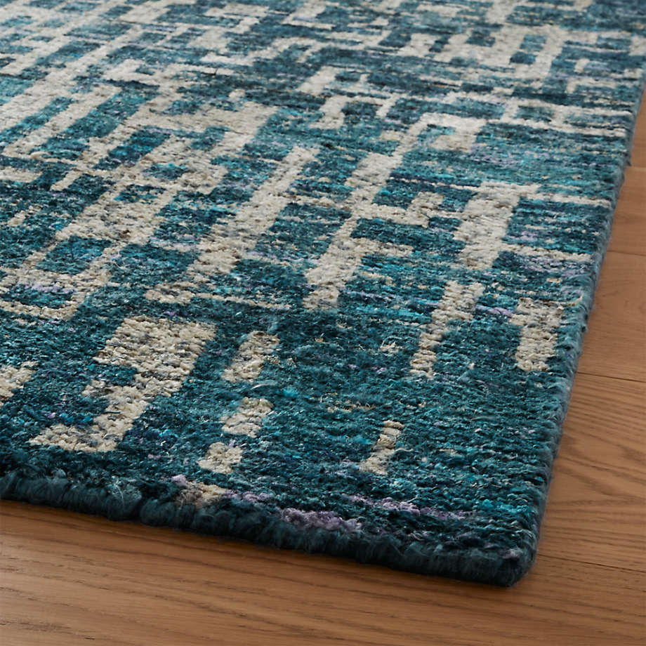 Celosia Indigo Blue Hand Knotted Rug-9'x12' thumbnail 3