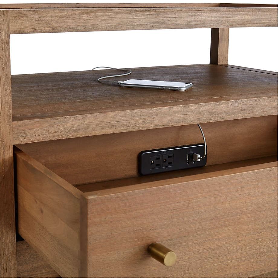 Keane Driftwood Solid Wood Charging Nightstand thumbnail 6