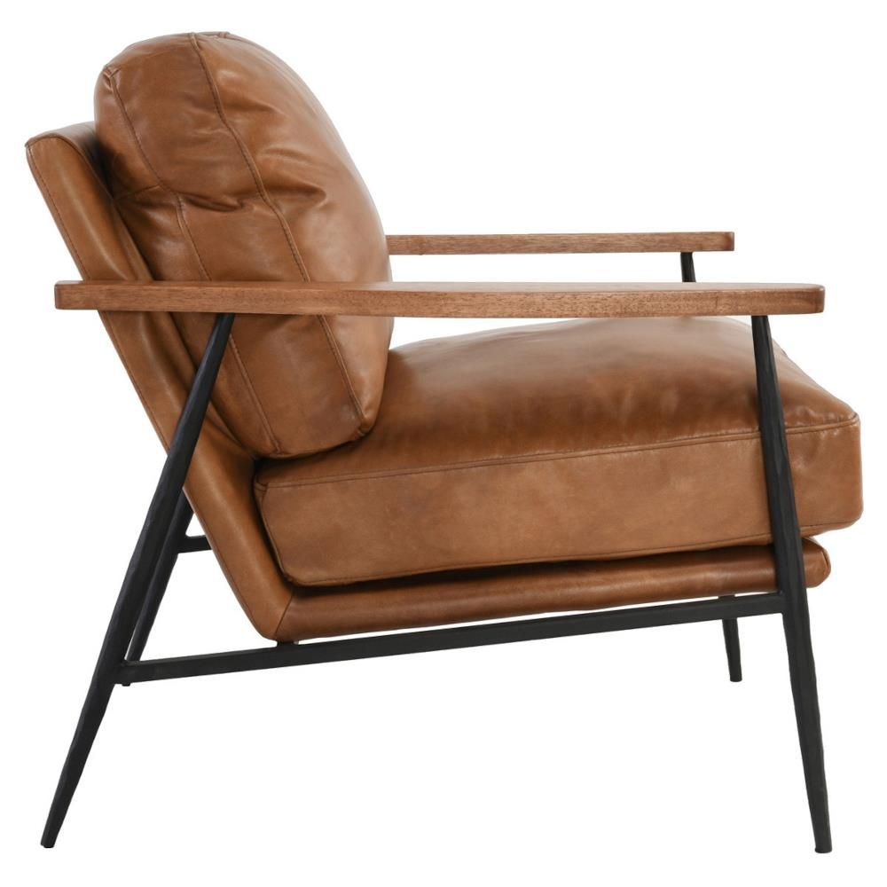 Leather Upholstered Iron Arm Chair thumbnail 2