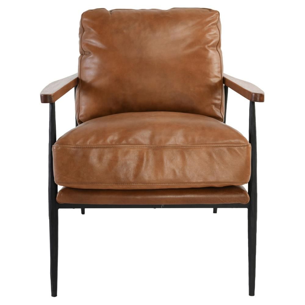 Leather Upholstered Iron Arm Chair thumbnail 3