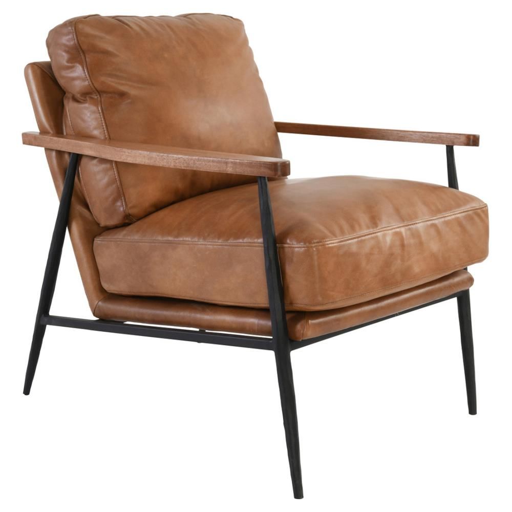 Leather Upholstered Iron Arm Chair thumbnail 6