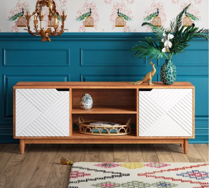 Touraco TV Stand White Brown White Opalhouse thumbnail 2