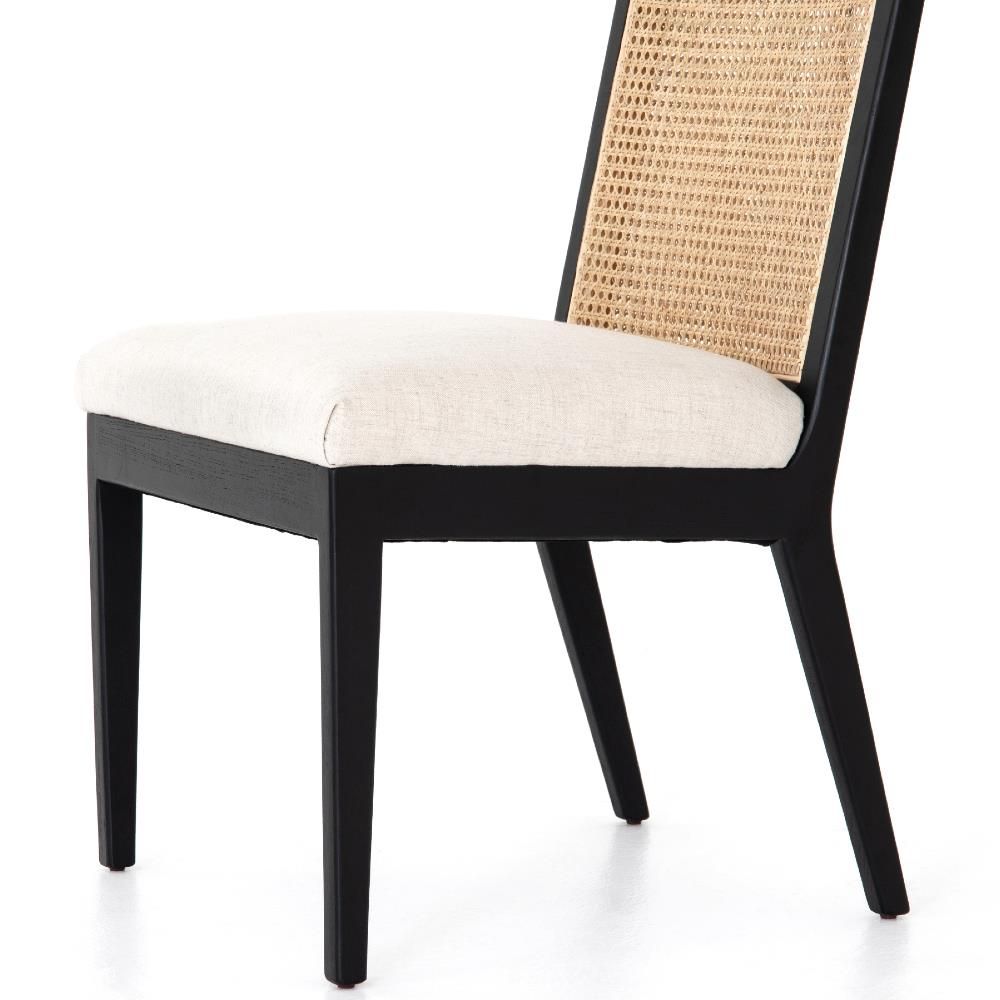 Tony Modern White Performance Upholstered Seat Black Cane Dining Chair thumbnail 3