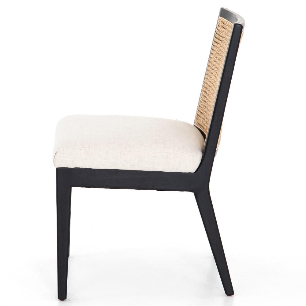 Tony Modern White Performance Upholstered Seat Black Cane Dining Chair thumbnail 4