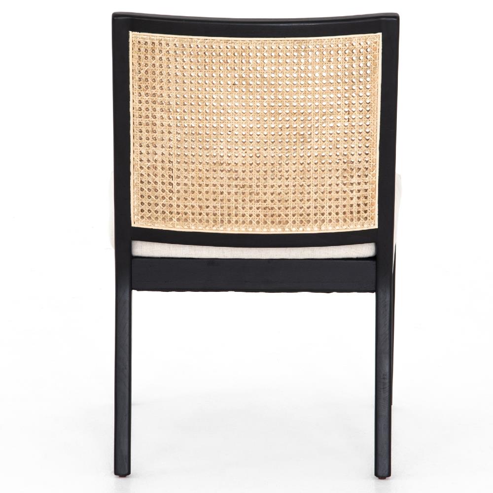 Tony Modern White Performance Upholstered Seat Black Cane Dining Chair thumbnail 5