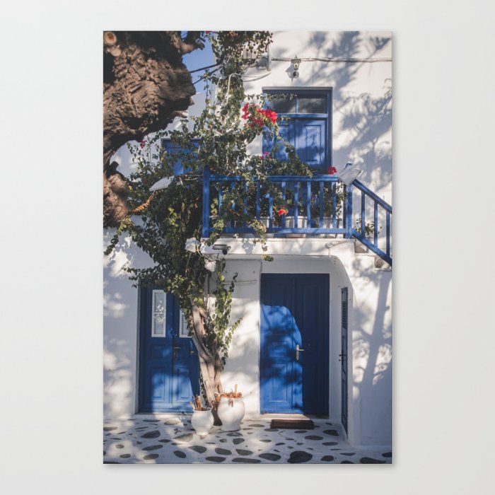 Cityview in Mykonos town Mykonos Greece Travel Canvas Print thumbnail 2