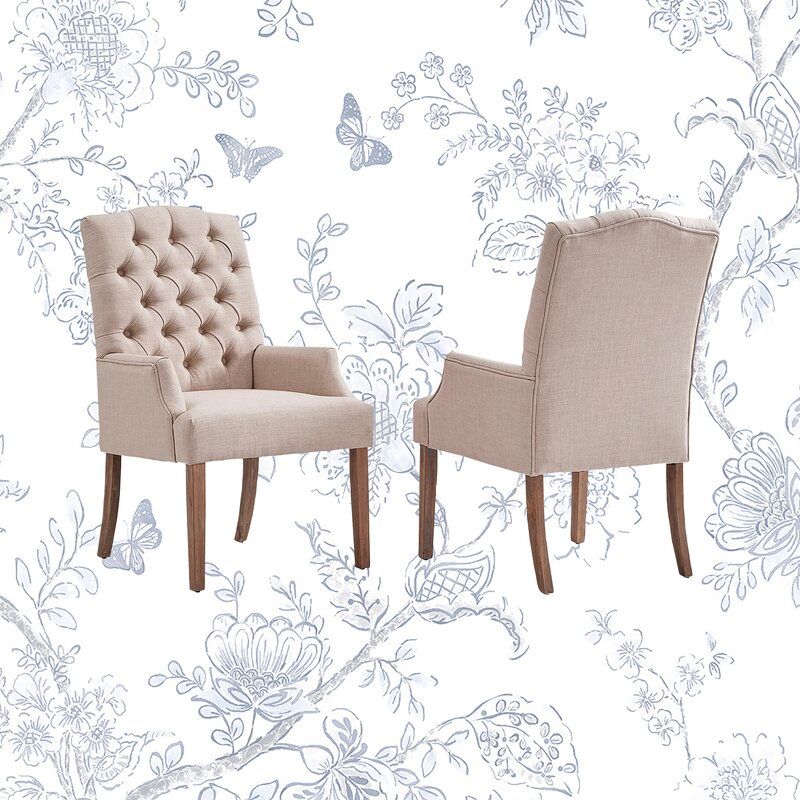 Lila Tufted Linen Upholstered Arm Chair thumbnail 2