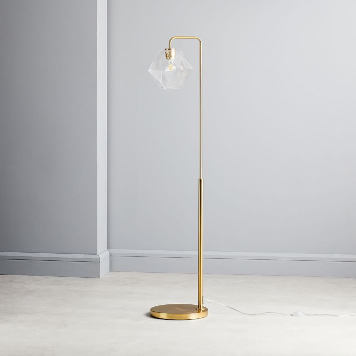 Sculptural Glass Faceted Floor Lamp Clear thumbnail 2