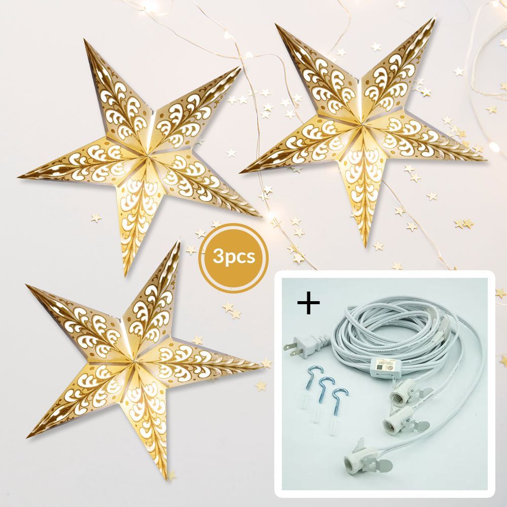 Gold Glitter Star Lanterns and Lamp  thumbnail 3