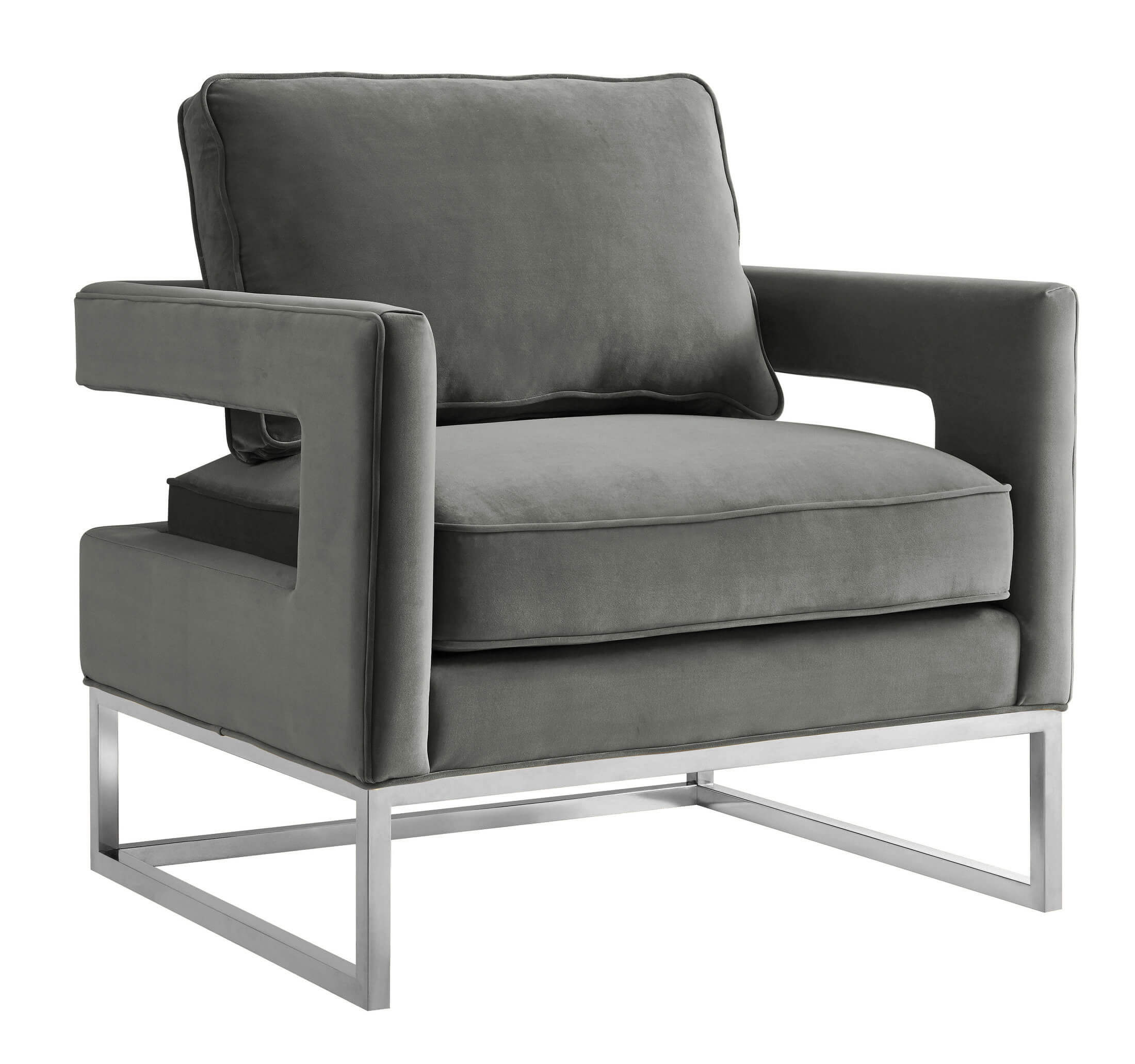 Asher Grey Velvet Chair thumbnail 2