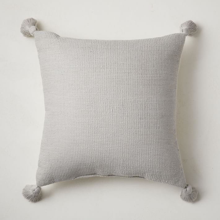 Textured Solid Tassel Indoor Outdoor Pillow With Insert-20"x20" thumbnail 3