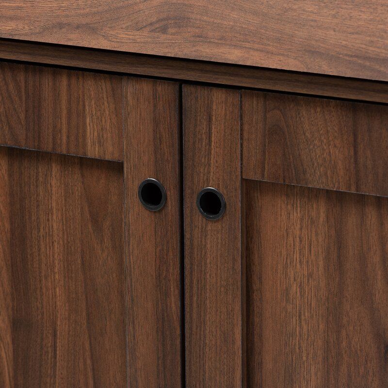 2 Door Wood Entryway 10 Pair Shoe Storage Cabinet thumbnail 4