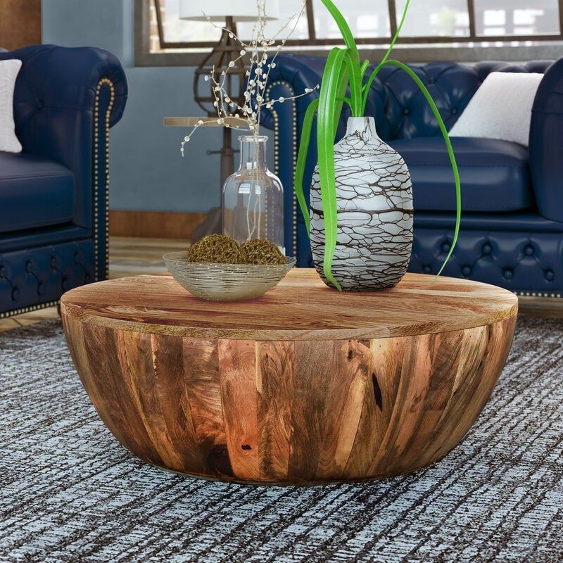 Beliveau Solid Wood Drum Coffee Table thumbnail 2