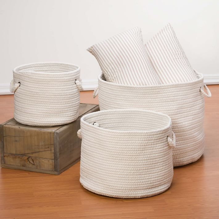 Indoor Outdoor Woven Baskets White thumbnail 4