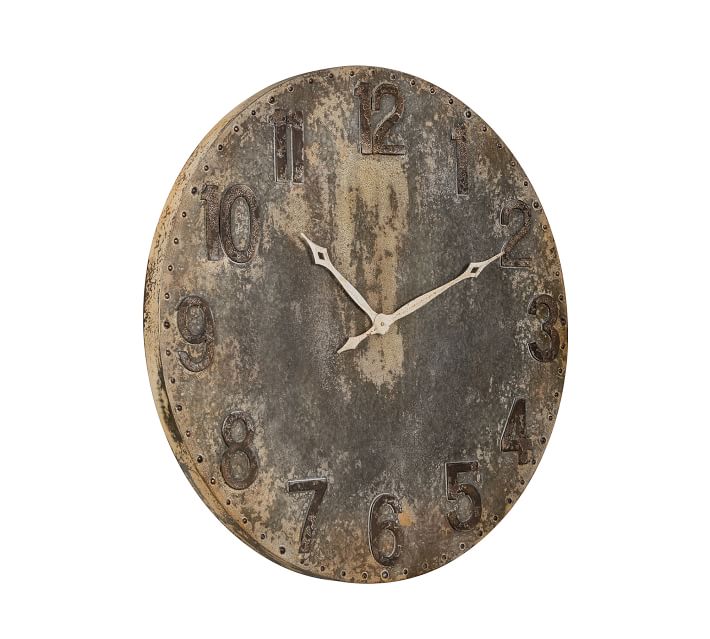 Oversized Distressed Steel Wall Clock thumbnail 2