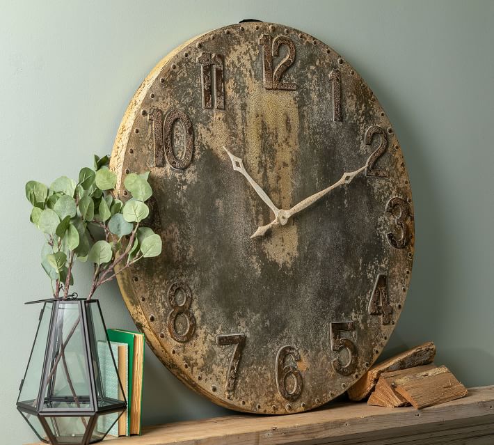Oversized Distressed Steel Wall Clock thumbnail 3