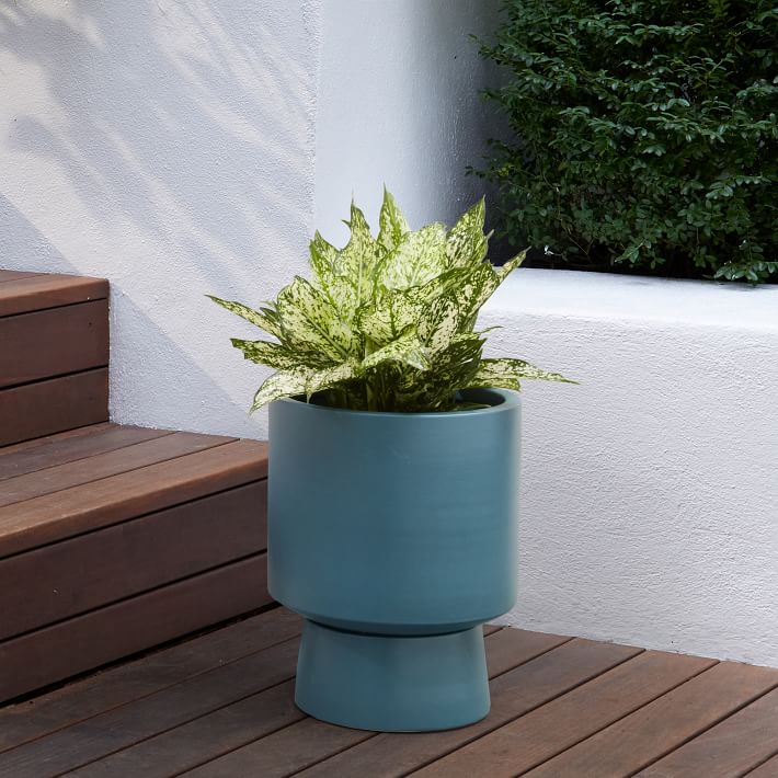 Bishop Indoor Outdoor Pedestal Planters Tall Marina Blue thumbnail 3
