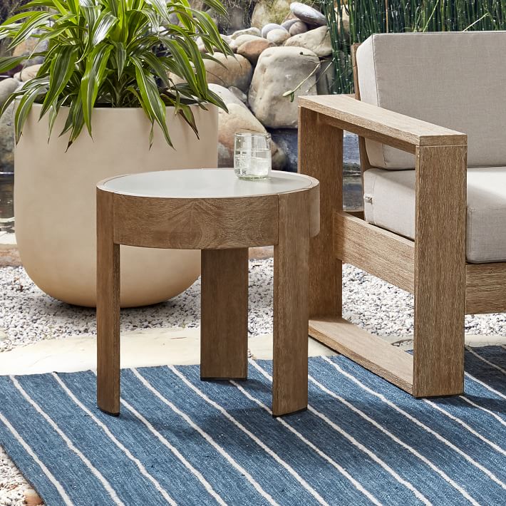 Portside Outdoor Round Concrete Side Table thumbnail 2