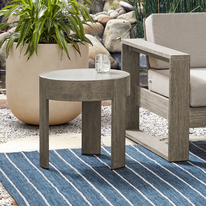 Portside Outdoor Round Concrete Side Table thumbnail 3