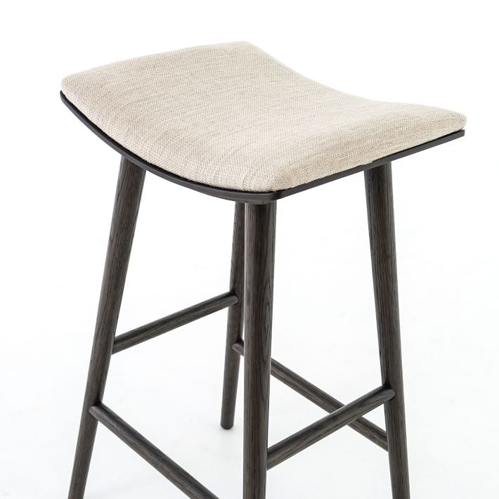 Oak Wood And Upholstered Counter Stool thumbnail 3