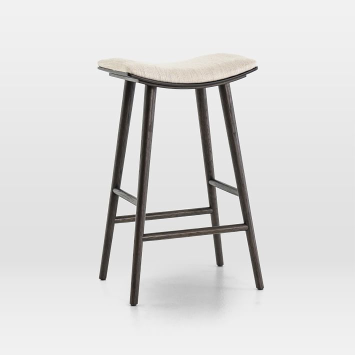 Oak Wood And Upholstered Counter Stool thumbnail 4