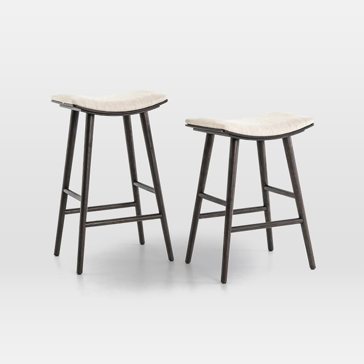 Oak Wood And Upholstered Counter Stool thumbnail 5