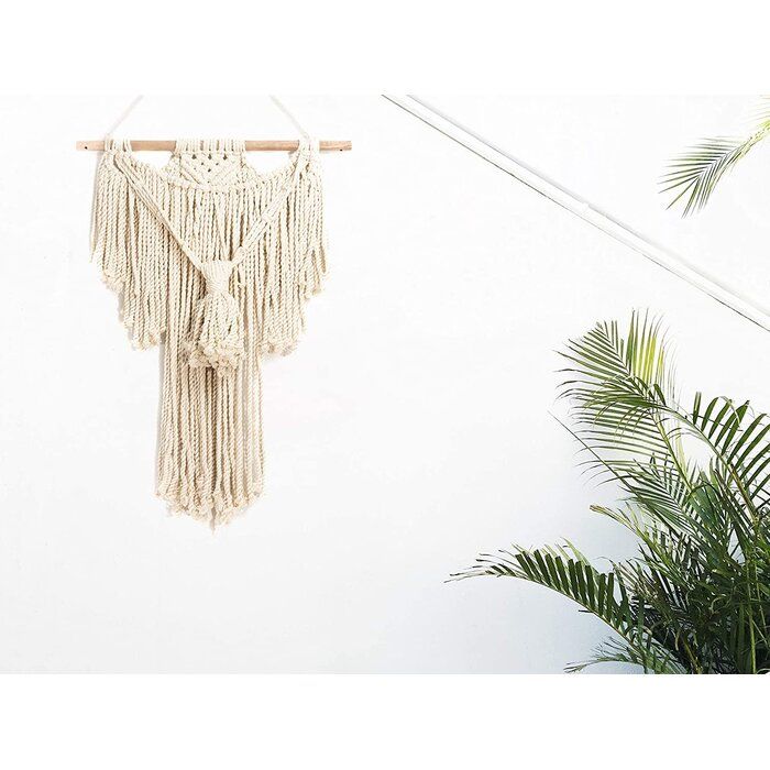 Cotton Macrame Wall Hanging with Rod Included thumbnail 2