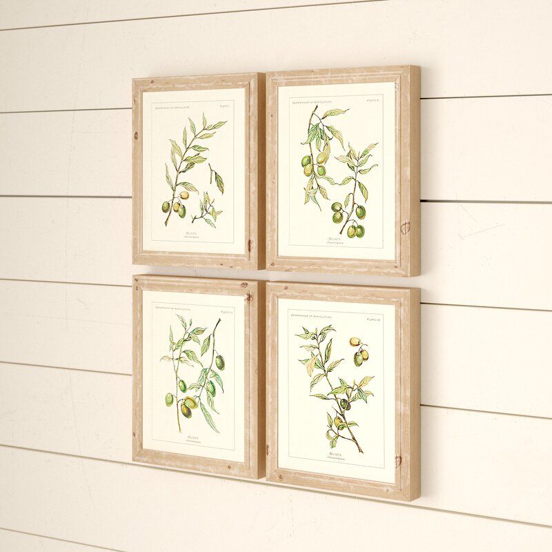 Olive Leaf Botanical Piece Picture Frame Graphic Art Print Set of 4 thumbnail 3