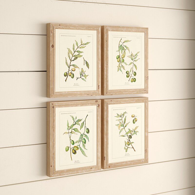 Olive Leaf Botanical Piece Picture Frame Graphic Art Print Set of 4 thumbnail 4