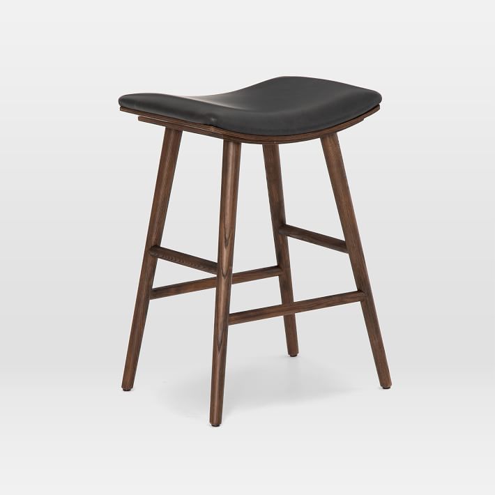 Oak Wood Upholstered Counter Stool thumbnail 2