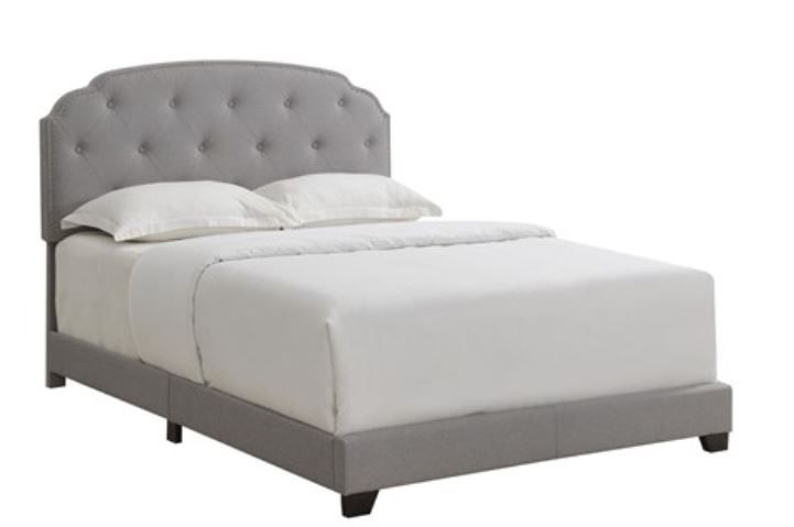 Smoke Grey Button Diamond Tufted Upholstered Bed-Full thumbnail 2