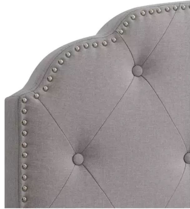 Smoke Grey Button Diamond Tufted Upholstered Bed-Full thumbnail 3