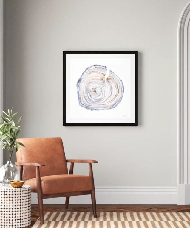 Watercolor Tree Ring II  Wrapped Canvas With Frame-34.5"x34.5" thumbnail 2