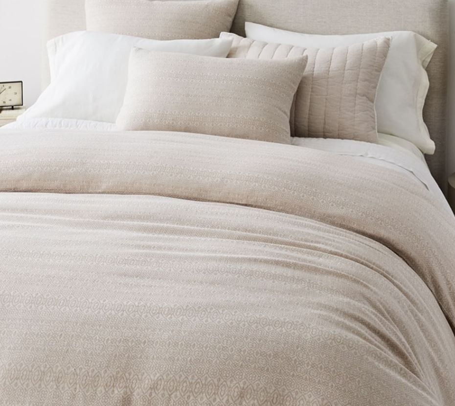 European Flax Linen Cotton Geo Jacquard Duvet Cover thumbnail 2