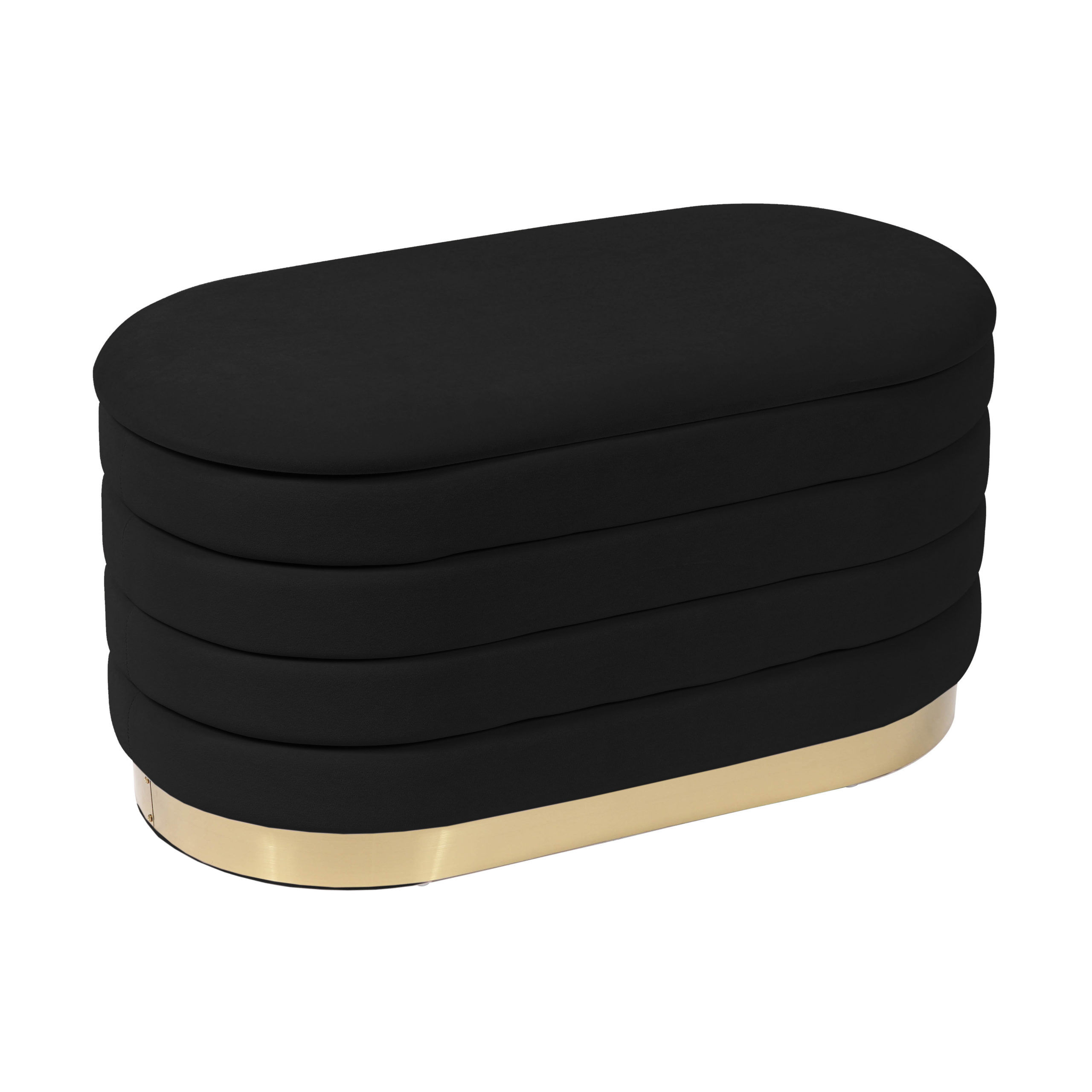 Lily Black Velvet Storage Bench thumbnail 3