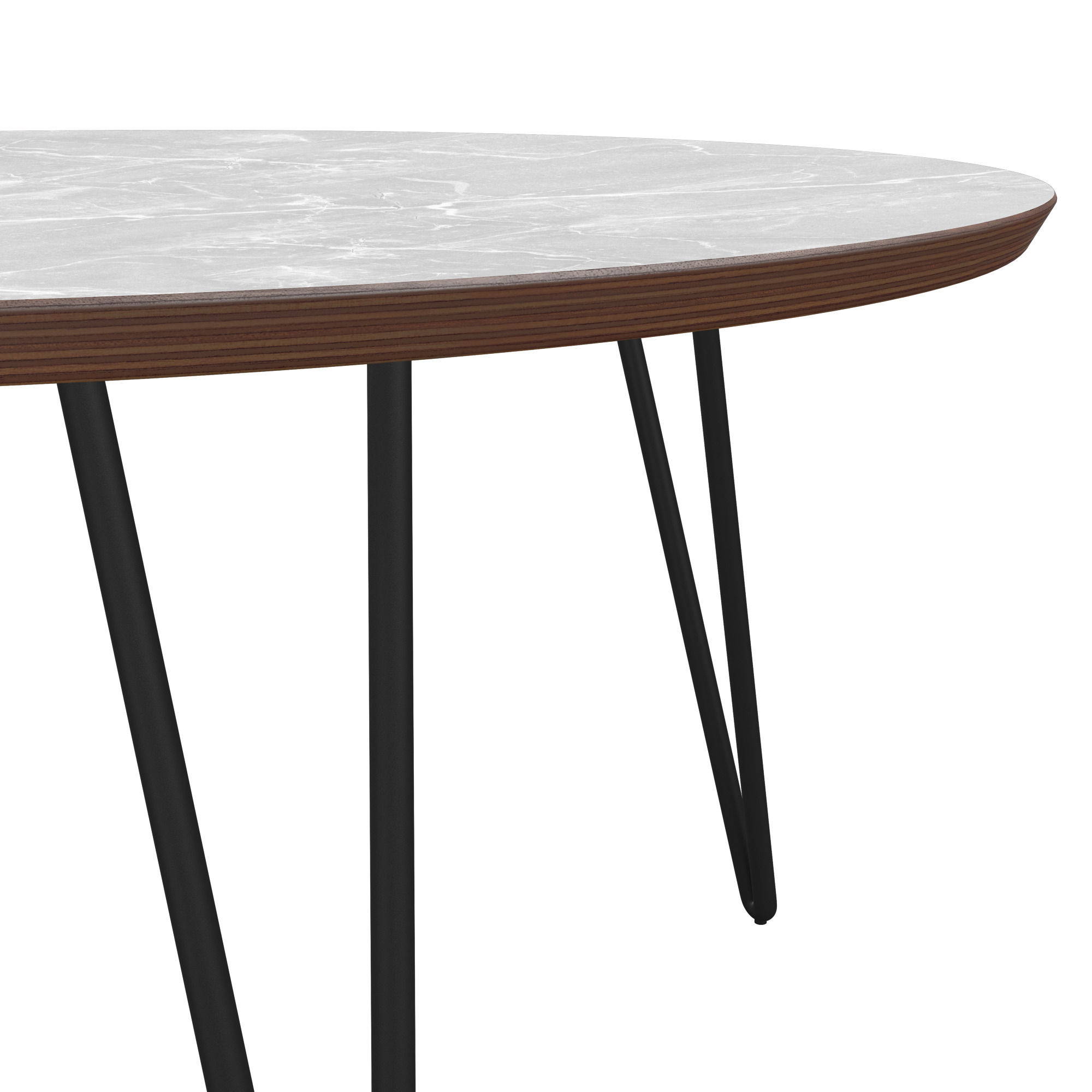 Espresso Round Coffee Table in Gray Marble thumbnail 4