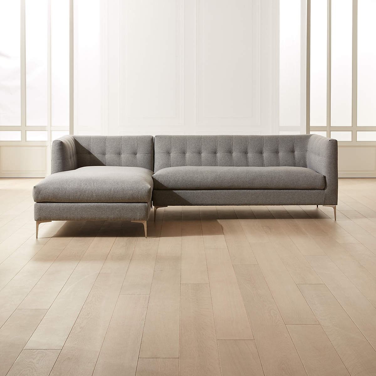 Holden 2-Piece Grey Tufted Sectional Loveseat thumbnail 2