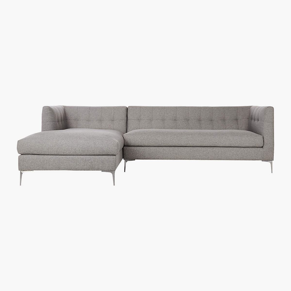 Holden 2-Piece Grey Tufted Sectional Loveseat thumbnail 3