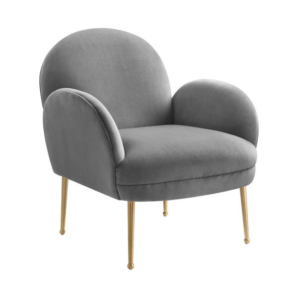 Isla Grey Velvet Chair thumbnail 2