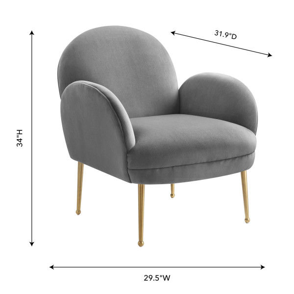 Isla Grey Velvet Chair thumbnail 4