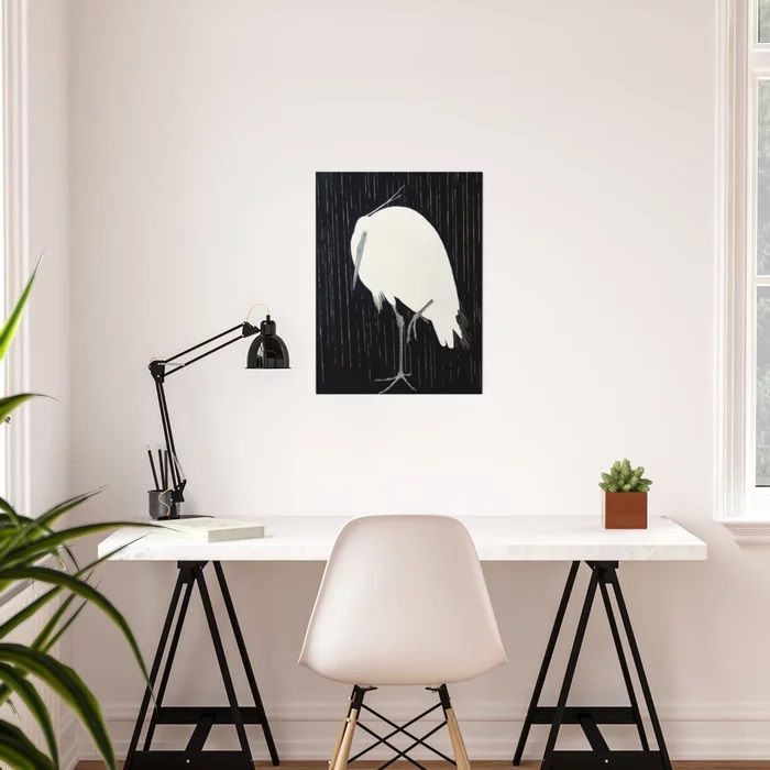 Egret standing in rain_print Poster thumbnail 2