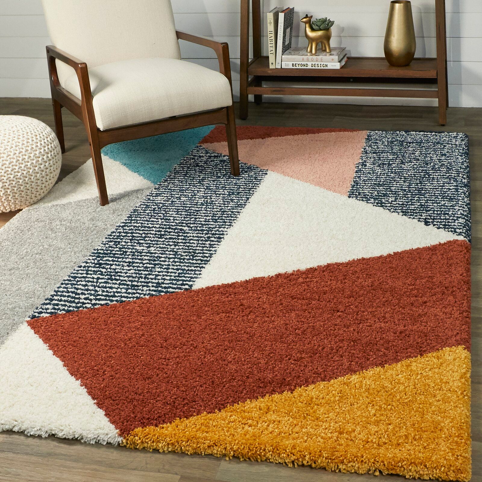 Elenora Shag Orange Gray Brown Rug-7'10"x10' thumbnail 2
