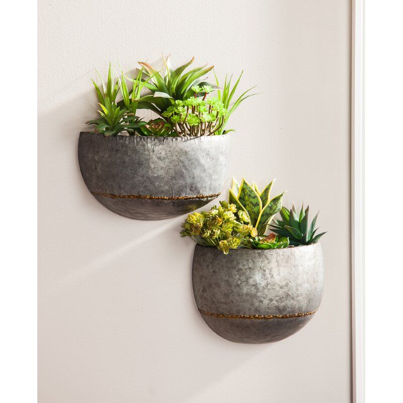 Dunigan 2 Piece Metal Wall Planter Set thumbnail 2