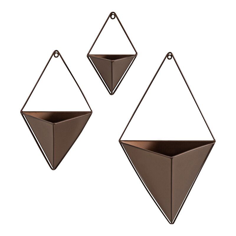Bronze Anding 3-Piece Geometric Wall Planter Set thumbnail 2