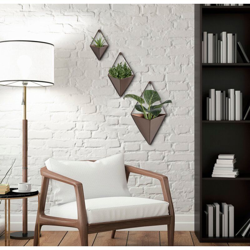 Bronze Anding 3-Piece Geometric Wall Planter Set thumbnail 3